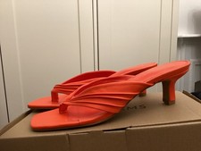 M & S Size 8 Bright Orange kitten heel toe thong Mule Sandals (WORN ONCE) 