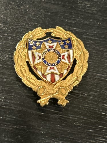 Vintage 1/5 10K Gold-Filled Ladies Veterans of Foreign Wars Auxiliary Enamel Pin