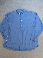 Eddie Bauer Men's Long Sleeve Button Up Shirt Size M Medium Blue 100% Cotton