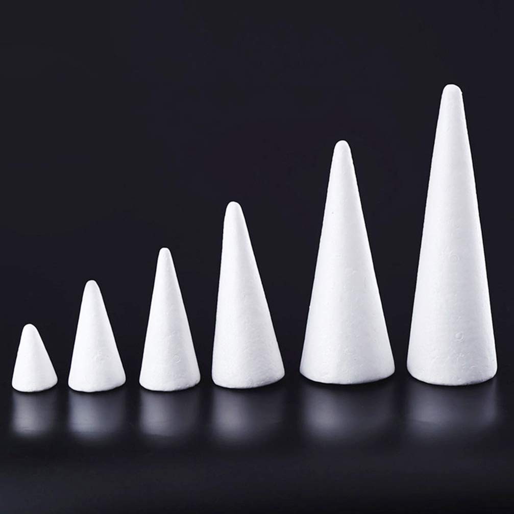 12 PCS 3.9 X 2.8 Inch White Foam Cone Shapes, Polystyrene, Christmas Tree