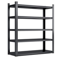 5-Tiers Heavy Duty Metal Adjustable Garage Storage Shelving Unit in Black (47.2