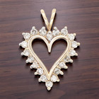 ESTATE SOLID 10K YELLOW GOLD NATURAL DIAMOND HEART PENDANT #7804 — photo 1