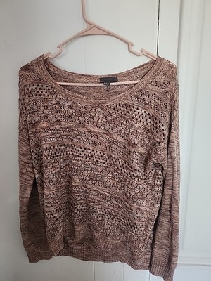 Jeans by Buffalo Women's  Open Knit Sweater Boho Size Medium metallic and brown 