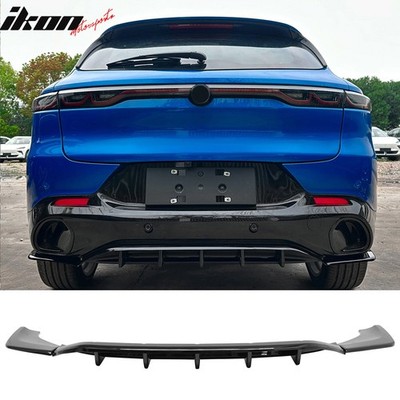 Fits 23-26 Alfa Romeo Tonale IKON Style Rear Bumper Diffuser 3PC Gloss Black ABS