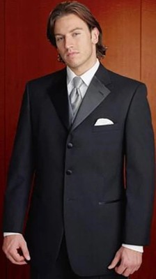 Men's Black After Six Prado 3 Button Tuxedo Jacket Prom Wedding Formal Gala