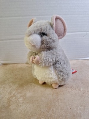 Douglas Monty Mouse Gray White Plush Mouse Pink Accents #1610 Sitting 5.5''