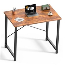 32 in Small Computer Desk for Home Office, Modern Study Work 32" Wood Brown