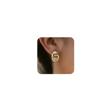 Gold Plated Chunky Gold Earrings for WomenKnot Link Circle Statement Drop Dangle
