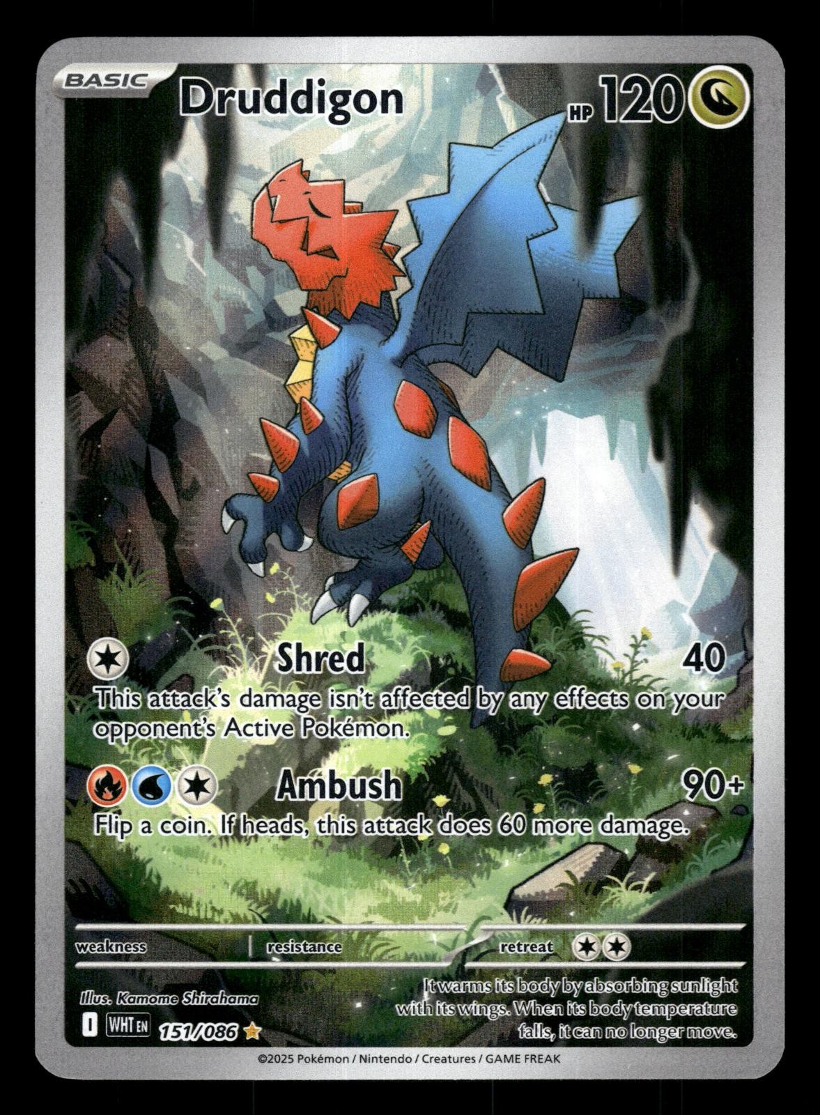 DRUDDIGON 151/086 HOLO ILLUSTRATION RARE WHITE FLARE POKEMON NM