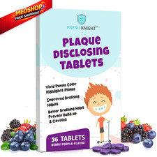 Plaque Disclosing Tablets for Teeth, 36 Count, 1 Box, Purple 36 Count 