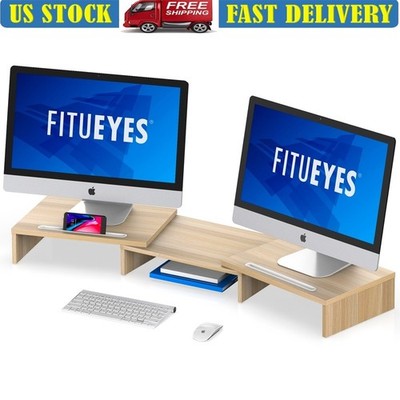 Height Adjustable Desk Riser 1 Tier 31.1in to 43.8in Home Office MDF Oak New