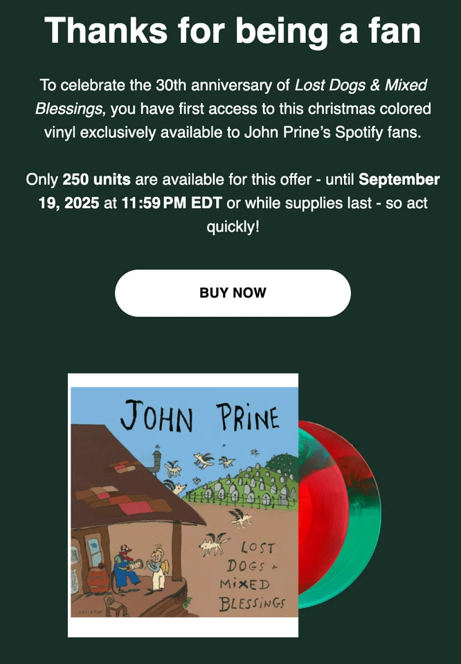 Sold Out/in Hand John Prine Lost Dogs and Mixed Blessings Ltd edition of 250 LPs - Image 3 of 4