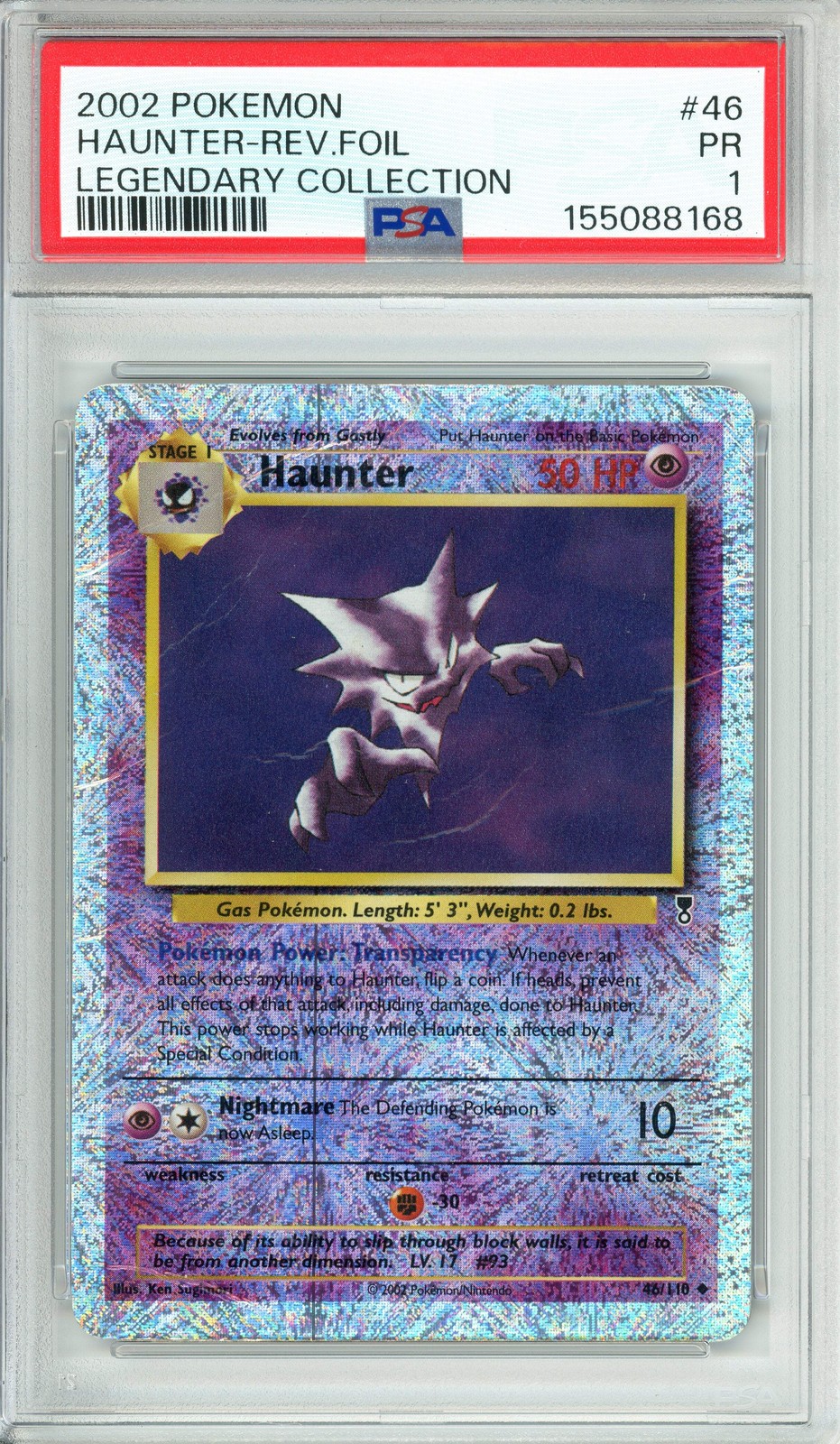 Pokemon Graded: Haunter 46/110 Legendary Collection (2002) PSA 1