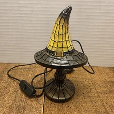 Witch Hat Lamp USB Powered Gothic Wizard Hats Night Light 7" Resin HALLOWEEN