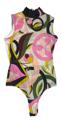 Emilio Pucci x Wolford Bodysuit Medium Pink Yellow Green Print