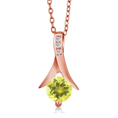 1.06 Ct Canary Mystic Topaz White Topaz 18K Rose Gold Plated Silver Pendant