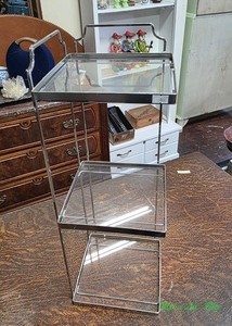 Chrome and Glass Kitchen or Bath Corner Shelf