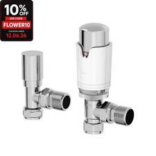 RadiLux Angled White Chrome Thermostatic Radiator Valve 15mm TRV Rad