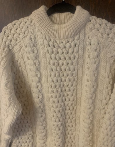 Vtg L. L. Bean Irish Fisherman Honeycomb Sweater Made In Ireland Ladies L, $70 - Photo 2