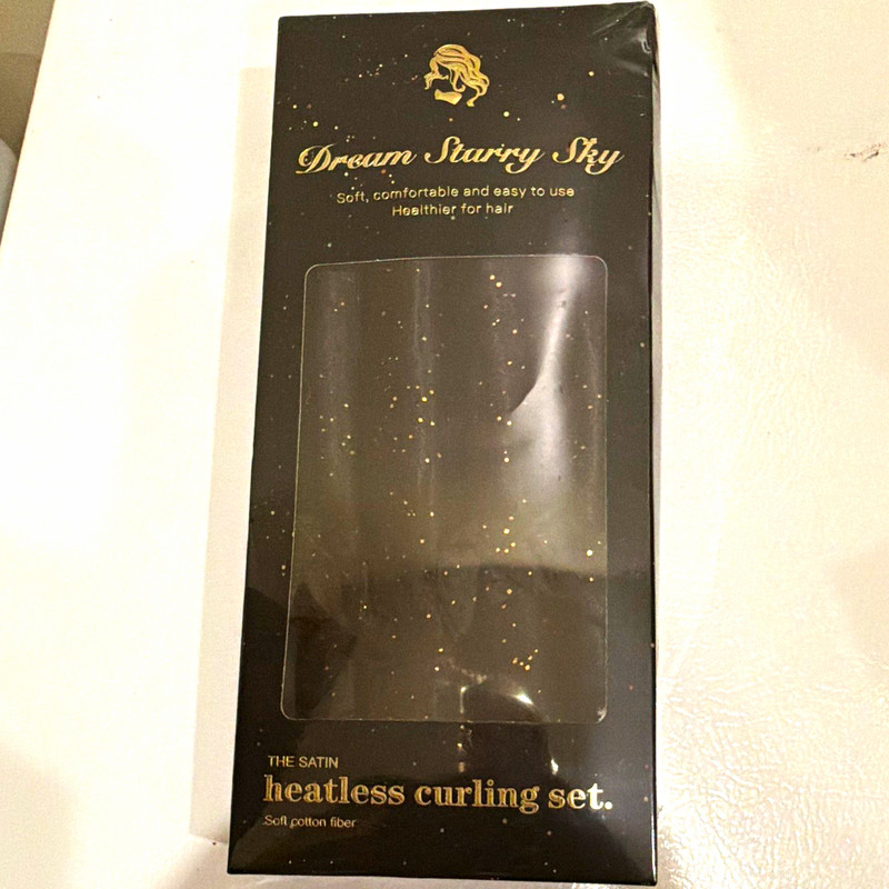 Dream Starry Sky Heatless Curling Set Satin Material, Black Color