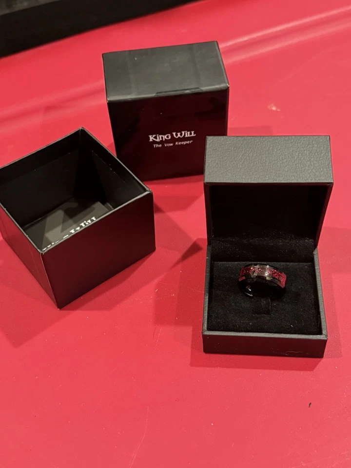 Alianza de boda de dragón celta rojo anillo de carburo de tungsteno negro de 8 mm para hombre Foto 3 de 4