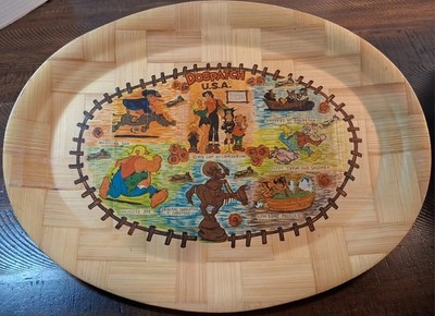 Vtg DogPatch USA Souvenir Bamboo Serving Tray Lil Abner 1973 Capp Enterprises 