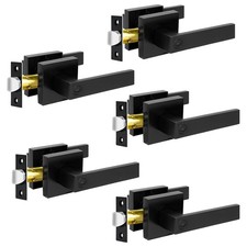 KAMOTA Privacy Door Levers, 5 Pack Matte Black Door Handles Bed and Bath Door...