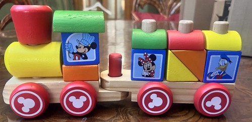 Melissa & Doug Mickey Mouse & Friends Wooden Stacking Engine Train Car Complete