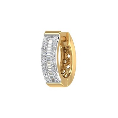 0.12 Carat Natural Diamond Hoop & Huggies earring for Women in 10K Gold (Sing...