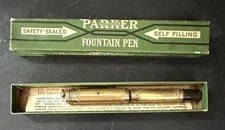 WWI Parker Lucky Curve Self-Filling Fountain Pen Boxed 52nd Arty CAC Officers