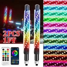 2Pcs 1FT Lighted LED Whip Light Antenna RGB Chasing For RZR Can-am X3 UTV ATV