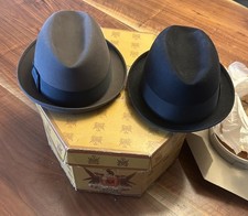 Vintage KNOX  Dobbs NEW YORK Men  s Black Chocolate Derby Hats Sz 7 w/ Knox Box