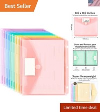 Binder Pocket, 10 Pack Super Heavyweight Plastic Folders with Tight Closure, ...