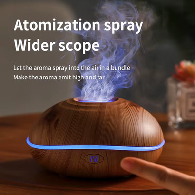 200ML Wood Grain Essential Oil Diffuser Ultrasonic Humidifier w/ Remote LED