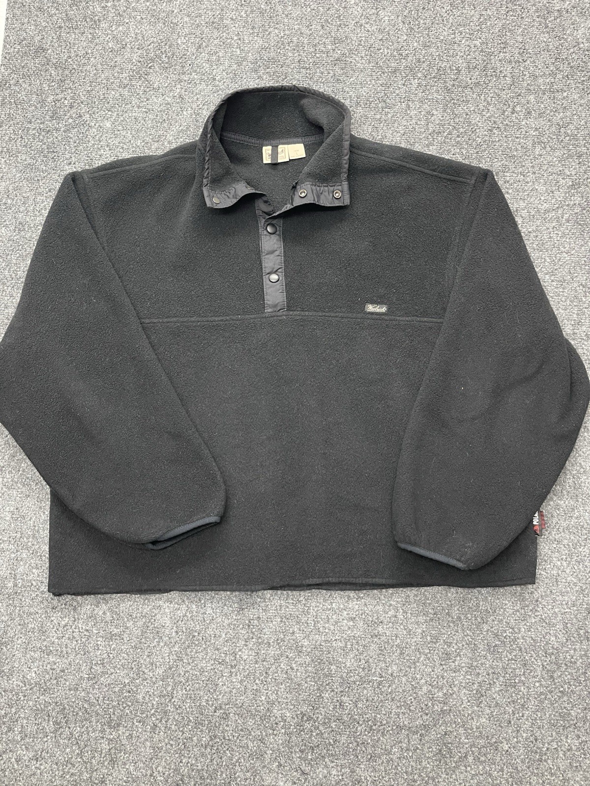 Vintage Woolrich Pullover Men's Sz Large Black Polartec Fleece 1/4 Snap Jacket