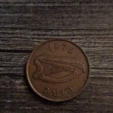 Ireland 2 Pence 1975 Bronze Coin Harp Design KM#3 BN Uncertified Collectible