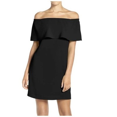 Lulus Black Off The Shoulder Ruffle Mini Dress Cocktail Party Sz Small