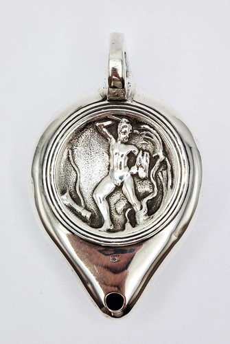 LÁMPARA DE ACEITE ROMANA EDUARDIANA PLATA ESTERLINA ENCENDEDOR DE MESA Londres 1909 - Imagen 2 de 6