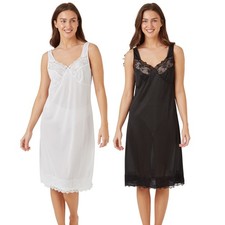 Panzy Ladies Full Slip – 39” Length – Built-Up Shoulder Straps with Lace Trim