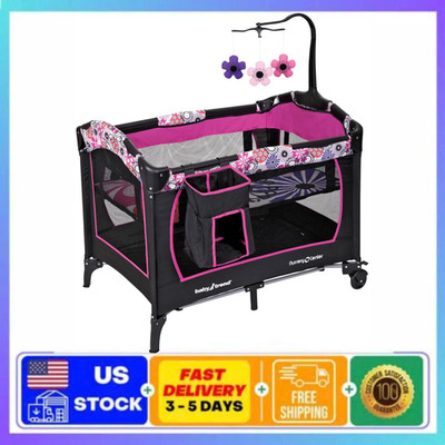 Baby Trend Floral Garden Nursery Center Playard with Bassinet Travel Playpen