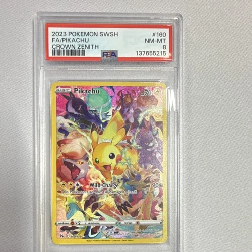 Pikachu Pokémon TCG Crown Zenith 160/159 Secret Rare Full Art Holo PSA 8