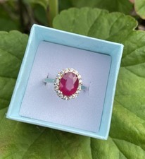 Natural Ruby Oval Cut S925 Marked adjustable size Ring