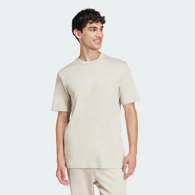 Adidas T-Shirt Homme Essentials 3 Stripes Jersey Simple Beige/Blanc - Photo 1/4
