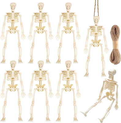 8Pcs Mini Skelett Deko, Kleines Skelett Dekoration, Halloween Deko, 5 Meter Hanf