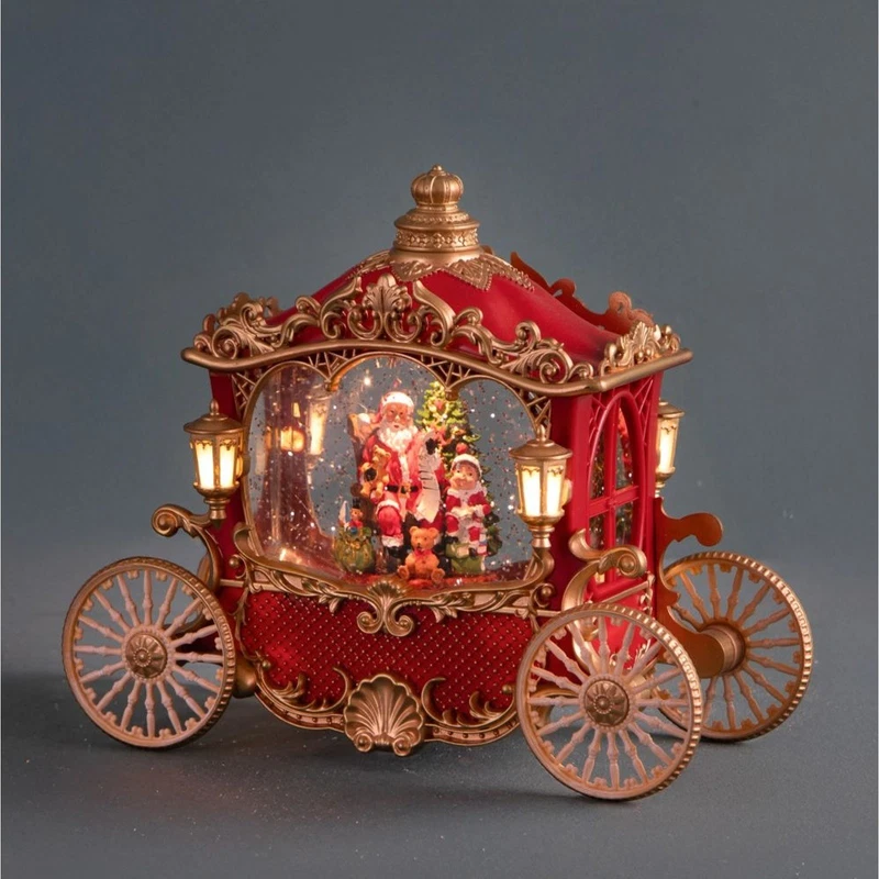 Carrozza Babbo Natale con Luci LED e Musica BRANDANI Decorazione Natale Vintage, fotografia 9 di 9