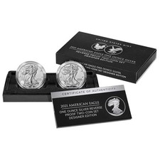 2021 $1 Reverse Proof American Silver Eagle Designer Edition 2pc Set, OGP