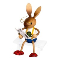 Kuhnert Hase Kaffee Zeitung Erzgebirge Holzfigur Osterhase Deko Sammler Geschenk