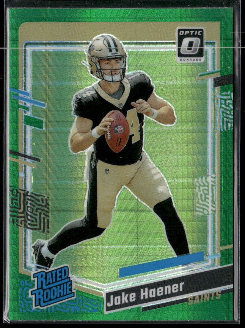 2023 Donruss Optic #277 Jake Haener Green Hyper