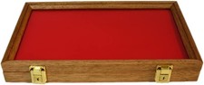 Knife Display Case Arrowheads 16 x 9 Coins Oak  Red Wood USA Medal Shadow Box