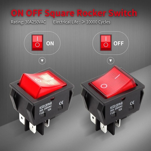 (1PCS ) On-Off Boat Rocker Switch Lighted Switch 240v 30 Amp Switch 30A Welder - Picture 4 of 5